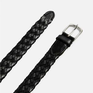 NWT. Zara Man Limited Edition Black Braided Leather Belt. Size 36.